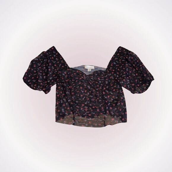 Topshop Layered Sweetheart Neckline Crop Top | Sz 6 - Picture 1 of 7